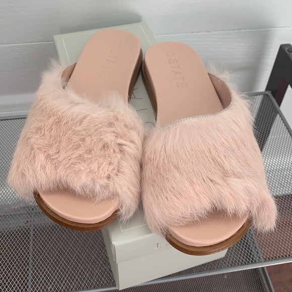1.State rabbit fur sandals size 7.5 - Picture 1 of 5